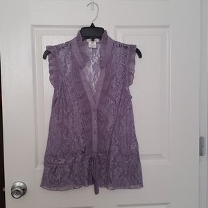 Transparent lace lilac blouse